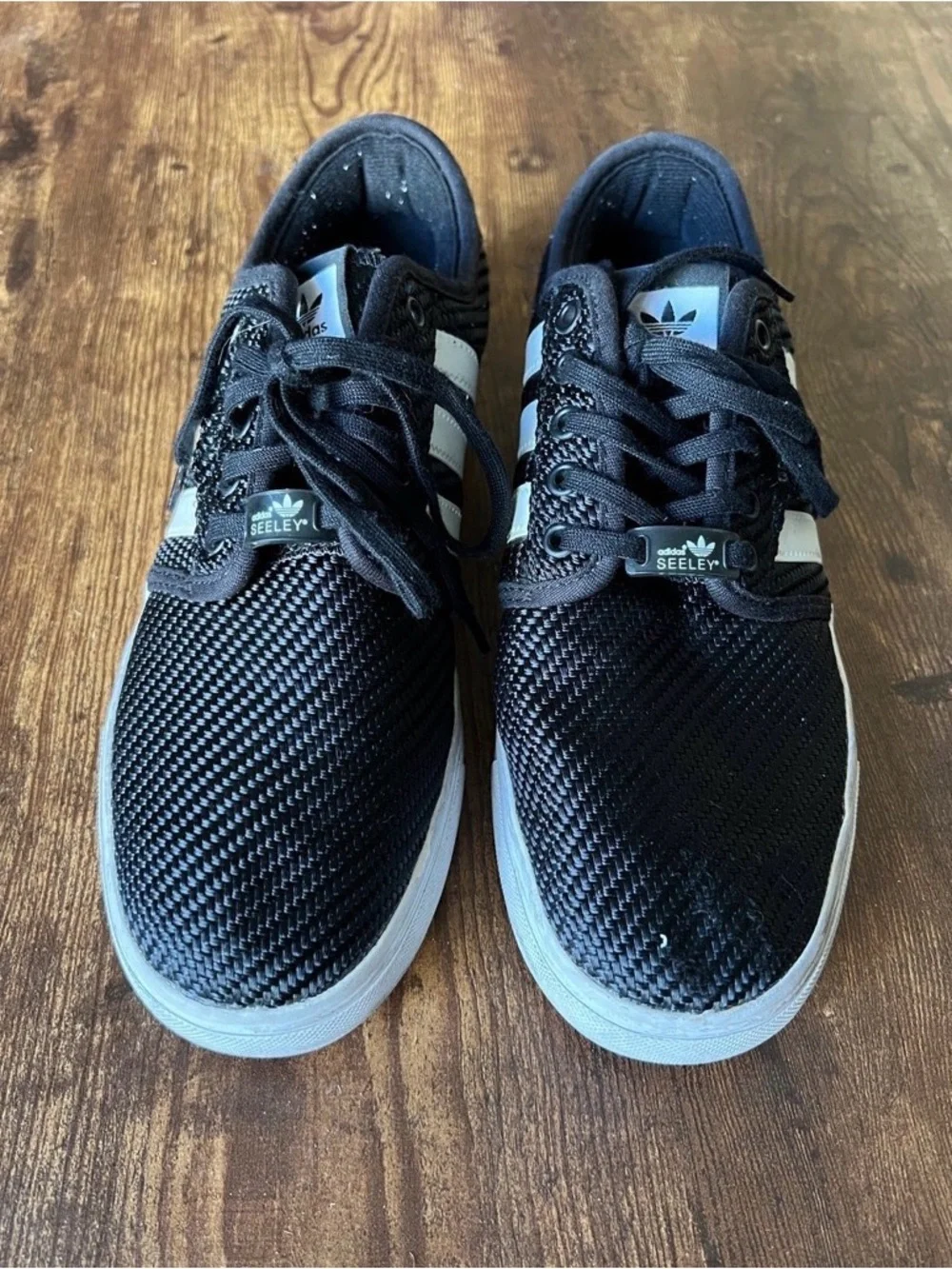 adidas Seeley Black with White Stripes Skate Sneakers